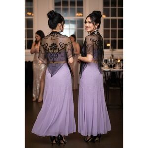 Whimsigoth exquisite black all-over beaded shawl one size dark‎ fairy